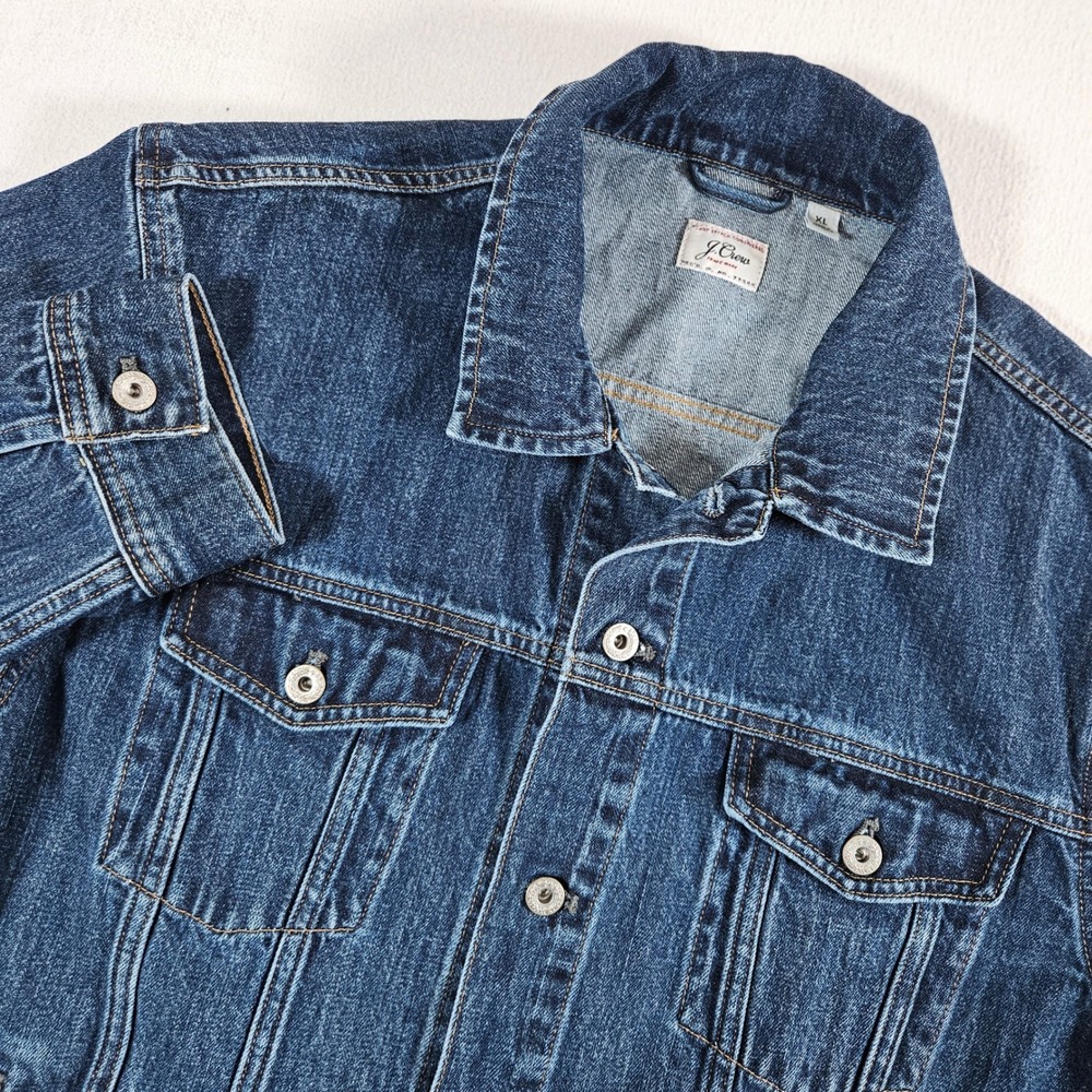 J.Crew Denim Trucker Jacket Mens XL Blue Classic Button Front J6856